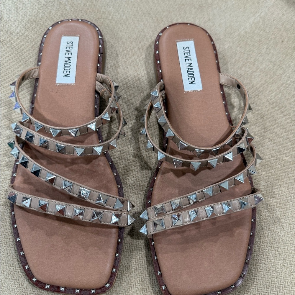 Steve Madden Beige Studded Sandals